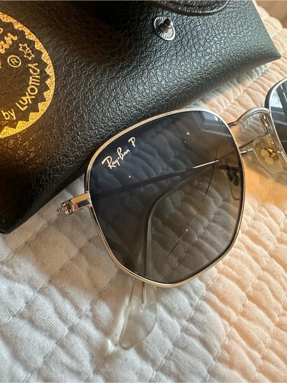 Ray-Ban Silver Frame Polarized Blue Gradient Sunglasses